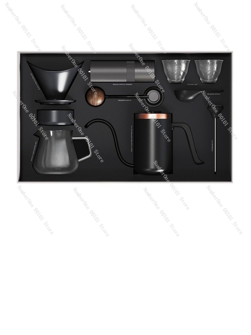 Coffee Equipment Filter - ชุดเครื่องชงกาแฟแบบแมนนวล กล่องของขวัญ พร้อมเครื่องบด แก้วกรอง ชุดกาแฟแบบดริป ครบชุด